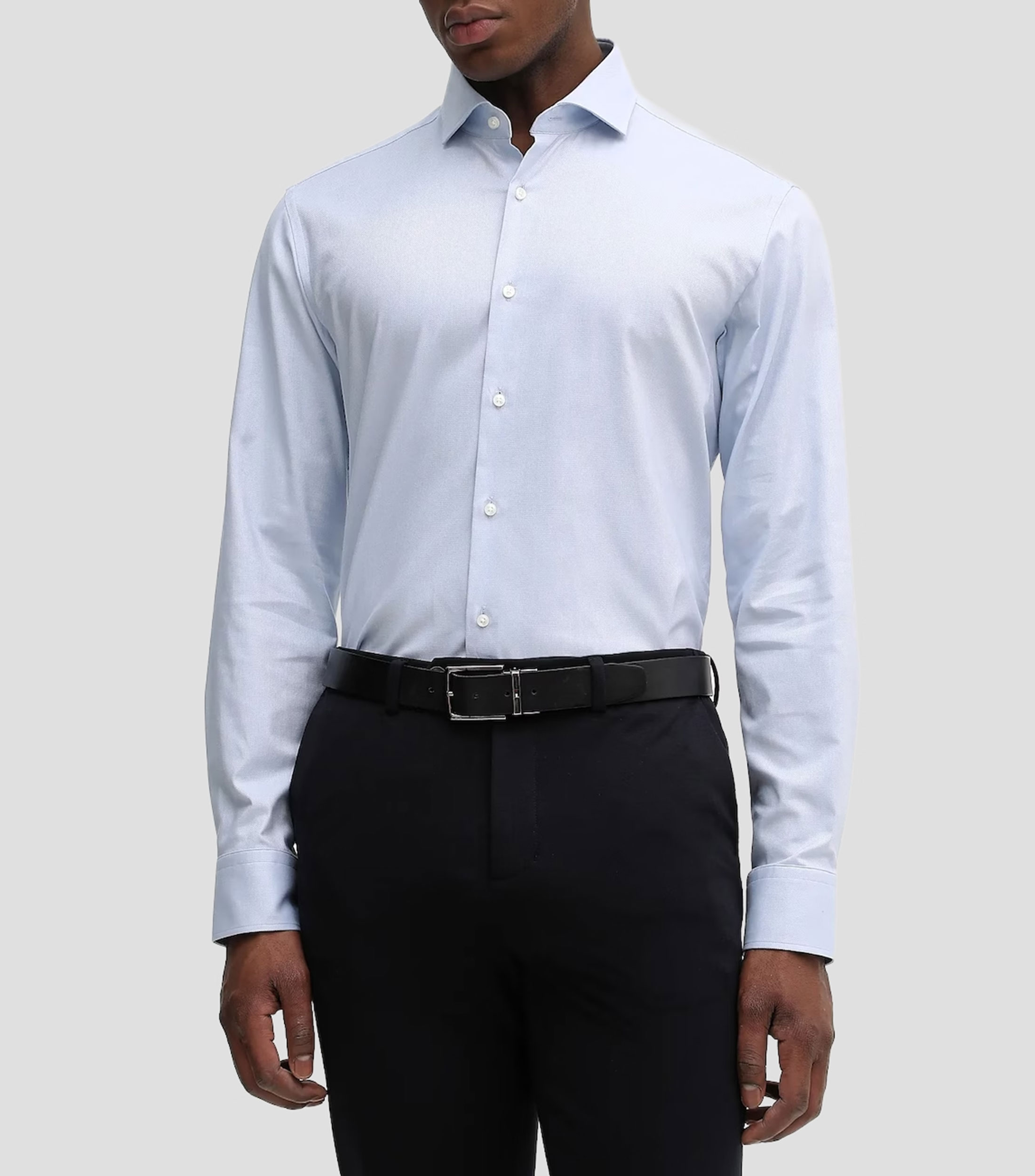 Camisa de vestir lisa manga larga Hombre